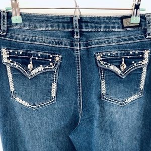 Jean Earl Jeans Straight Leg - Taille 10 - Bleu Denim - Poches Rabat En Cuir